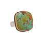 Load image into Gallery viewer, Rectangular turquoise stone ring with a 22k yellow gold bezel set on a sterling silver back and band by Ananda Khalsa