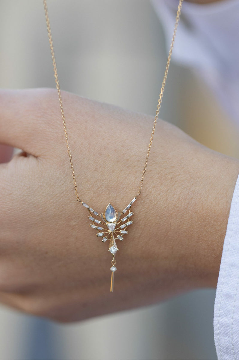 Celine Daoust | Diamond and Moonstone Phoenix Necklace – Art +