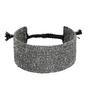 Load image into Gallery viewer, Large woven bracelet by Marie Laure Chamorel crafted from ruthenium finished 925 sterling silver chains intertwined with black silk yarn and finished with an adjustable sliding knot closure.