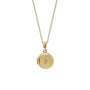 Load image into Gallery viewer, Anzie Aztec Mini Locket necklace in yellow gold featuring an intricate engraved Aztec-inspired design with a diamond accent, elegant keepsake pendant jewelry for holding cherished memories close.