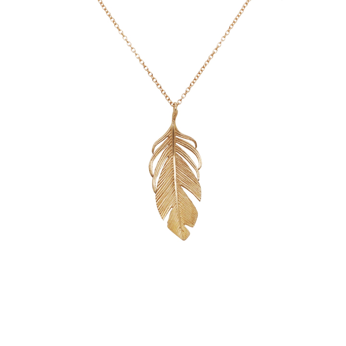 Large Gold Feather Pendant