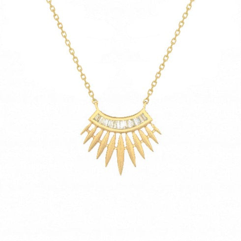 Rising Sun Necklace  w/ Baguette Diamonds