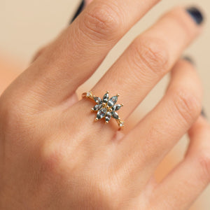Teal Sapphire Bouquet Ring