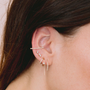 Load image into Gallery viewer, Pavé Diamond Bar Short Wire Threader Earrings
