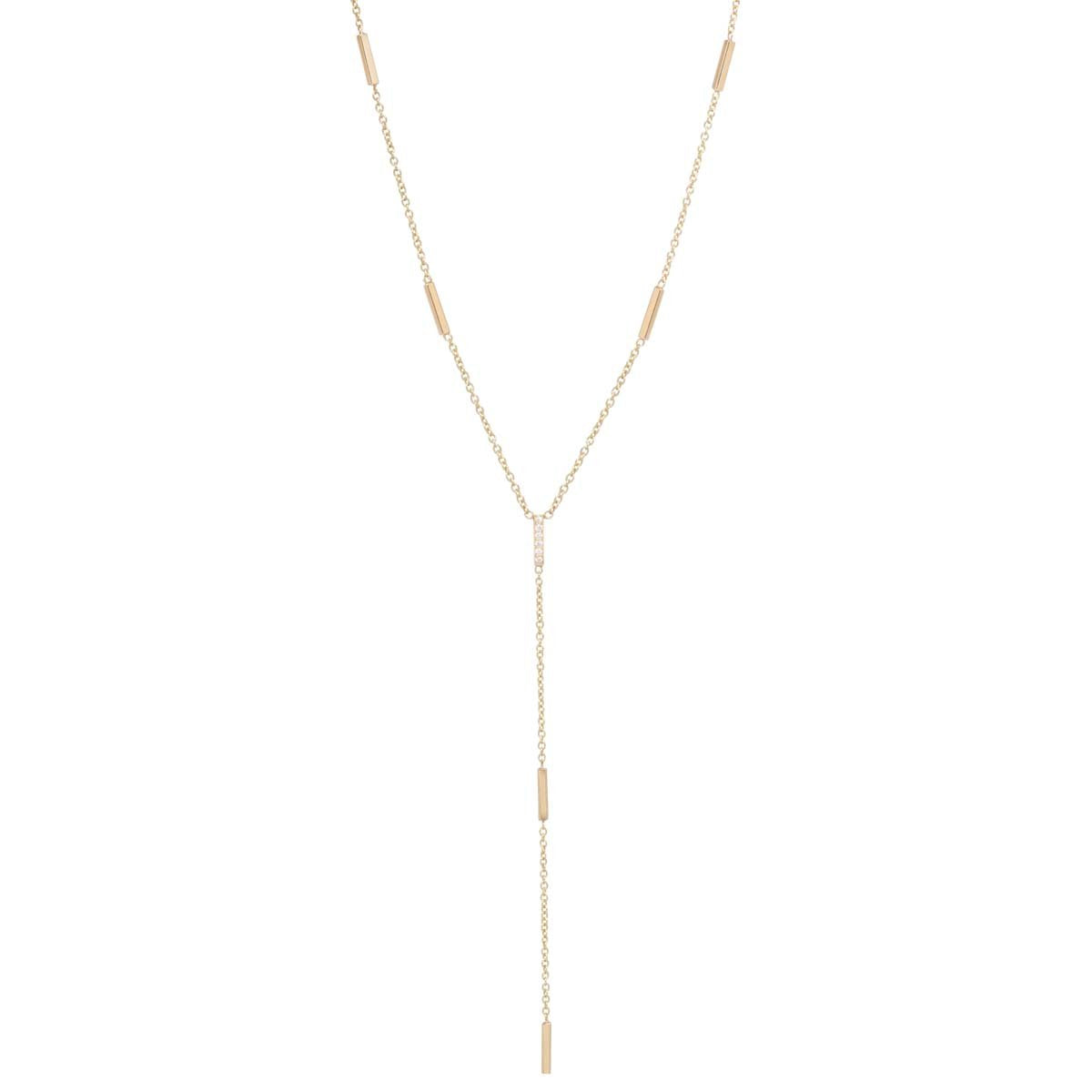 Pave Diamond Little Bars Lariat Necklace