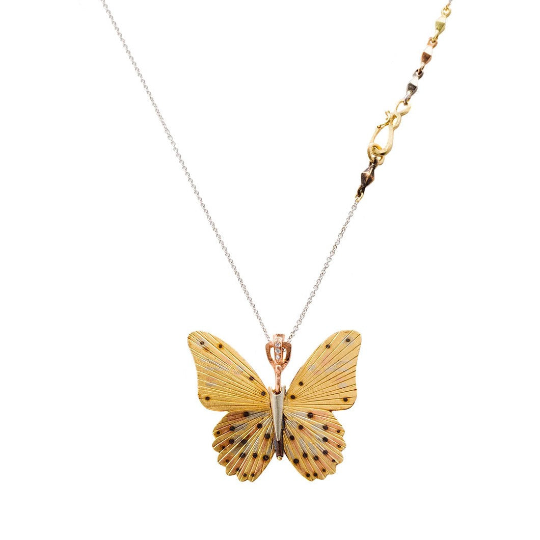 Mixed Metal Troides Helena Butterfly Necklace