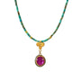 Load image into Gallery viewer, Green Turquoise Heishi Beaded Necklace with Ruby Charm