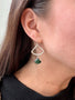 Load image into Gallery viewer, Model wearing Philippa Roberts handmade silver fan earrings with bright indicolite gemstones and airy sculptural design.
