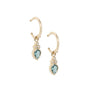 Load image into Gallery viewer, 14k yellow gold earring featuring a deep blue tourmaline accented by three white diamonds. 
