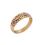 Load image into Gallery viewer, Gold ring with multicolored gemstones on a white background
