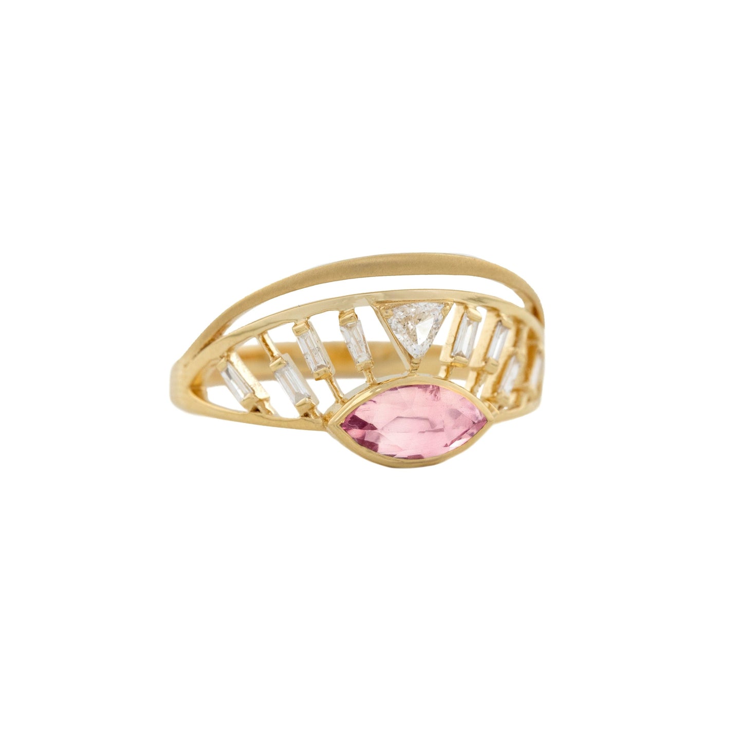 Pink Tourmaline Open Eye Sunrise Ring