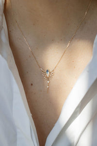Diamond and Moonstone Phoenix Necklace