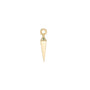 Load image into Gallery viewer, 9k yellow gold plaque with a single green sapphire set at the top of the elongated, tapered point from Metier by Tomfoolery. 
