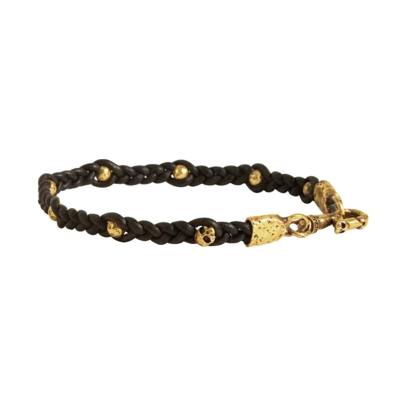 Braided Cord & Brass Bead Bracelet