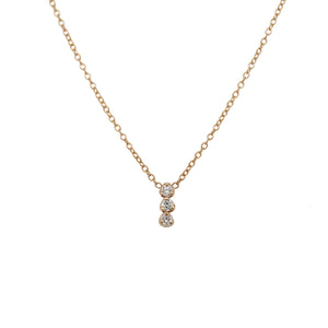 14K 3 Prong Diamond Bar Vertical Necklace