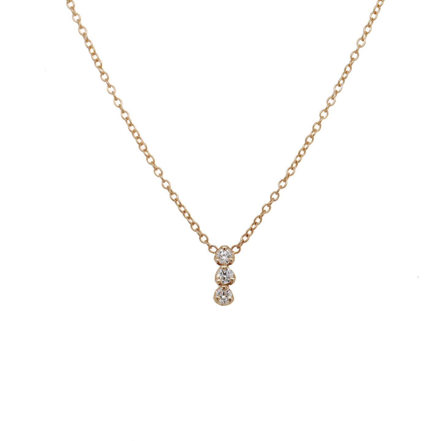 14K 3 Prong Diamond Bar Vertical Necklace