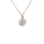 Load image into Gallery viewer, Calla lily necklace in 14K yellow gold with mother of pearl pendant by Annette Ferdinandsen.
