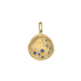 Load image into Gallery viewer, Anne Sportun Luna Seafoam Scattered Star Coin Charm with scattered white and blue diamonds, blue sapphires, and an organic 18mm coin design, shown on a white background.
