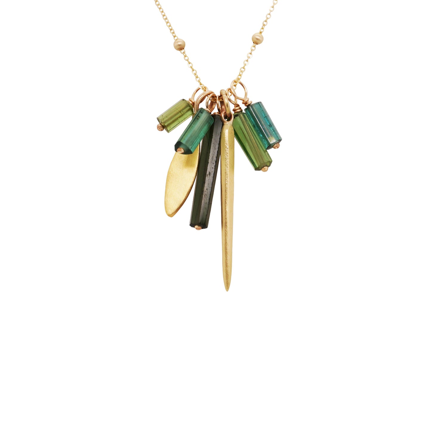 Tourmaline and Gold Charm Necklace