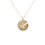 Load image into Gallery viewer, A 14K yellow gold necklace with a pendant featuring a Cherry Blossom cutout motif and white diamond accents by Victoria Cunningham.
