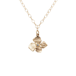 Single Hydrangea Necklace w/ Diamond