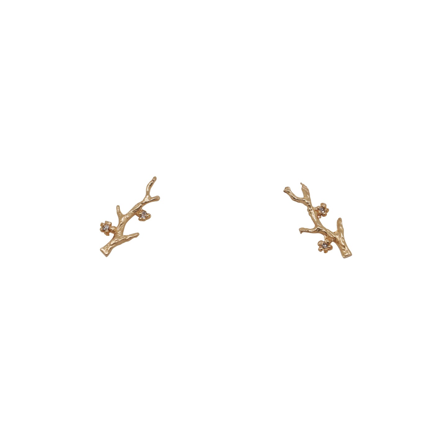 2 Diamond Branch Stud Earrings