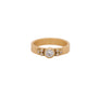 Load image into Gallery viewer, An Ananda Khalsa 18k yellow Gold ring with a central diamond and 3 smaller diamonds on each side.
