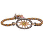 Load image into Gallery viewer, Gold Sun Bracelet with grey and yellow braided cord and a magnetic closure
