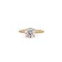 Load image into Gallery viewer, 2.25ct lab grown round brilliant diamond prong set in 18k white gold on an 18k yellow gold band with a row of 8 bead set diamonds on each shoulder by Adel Chefridi. 
