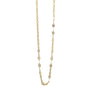 Load image into Gallery viewer, 14k yellow gold 17" split flat link satin finish chain with a single opal bead charm.

