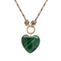 Load image into Gallery viewer, Malachite heart and 14k yellow gold bail and charm holder with a desert camo mix paracord by Zoe Chicco. 
