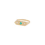 Load image into Gallery viewer, 14k yellow gold flag signet ring with a single turquoise set between two diamonds by Zoe Chicco
