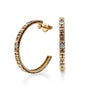 Load image into Gallery viewer, Alex Sepkus "Seashore 1" hoop earrings made out of 18k yellow gold with detailed engraving and 4 bezel set white diamonds on each earring. 
