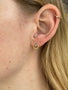 Load image into Gallery viewer, Hammered Gold Circle Earrings with Inverted Diamonds
