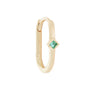 Load image into Gallery viewer, 9k yellow gold oval huggie hoop with a single reverse set emerald from Metier by Tomfoolery
