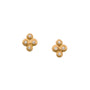 Load image into Gallery viewer, A pair of Ananda Khalsa 22k yellow gold stud earrings featuring 4 circles seach with a small white diamond within

