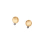 Load image into Gallery viewer, 18k yellow gold hammered concave disc stud earrings with single white diamond set inverted in oxidized 14k white gold by TAP.
