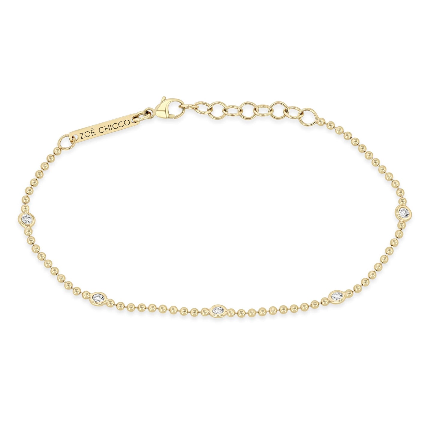 5 Floating Diamond Station Bead Chain Bracelet