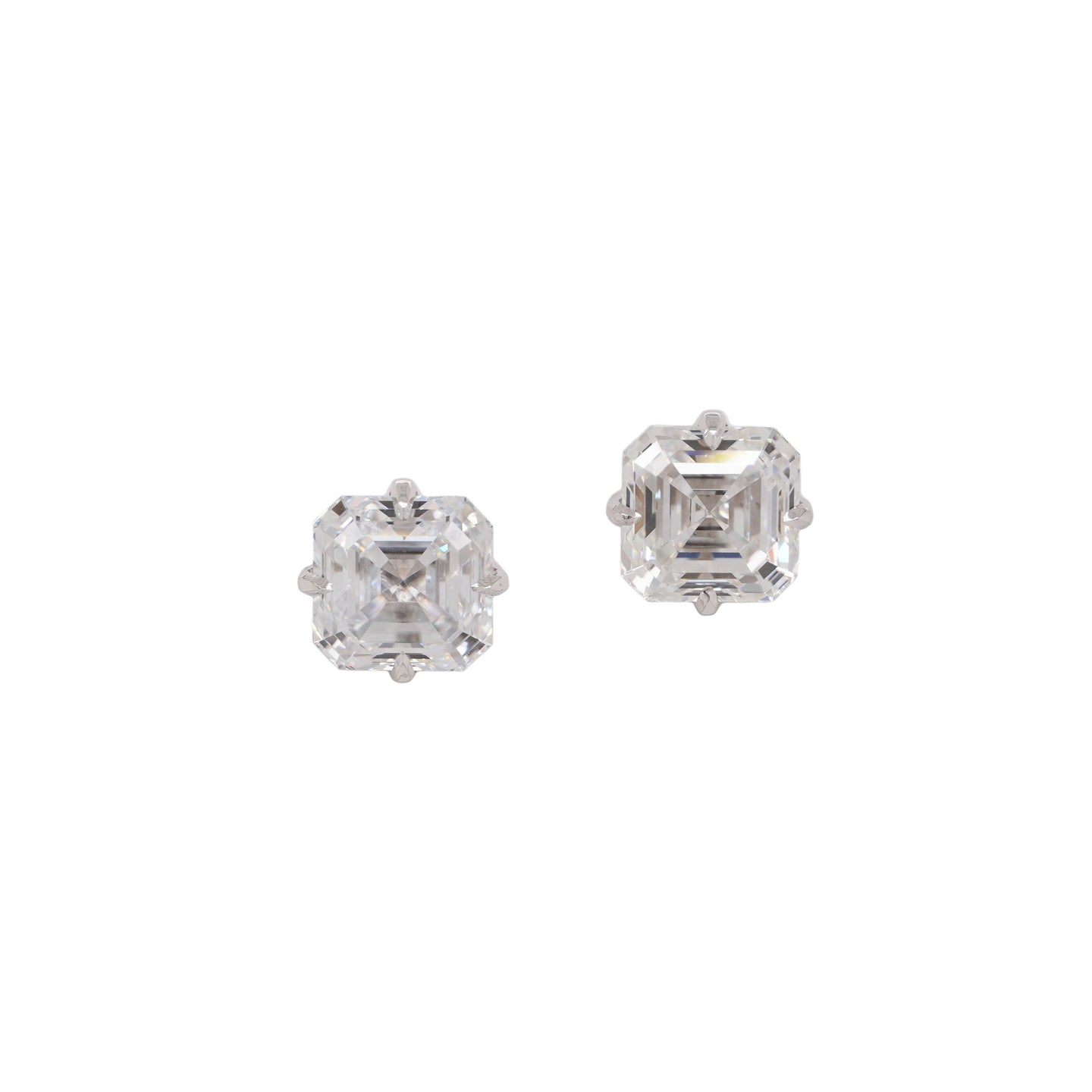 Lab Grown Asscher Cut 4 Prong Set White Gold Earrings