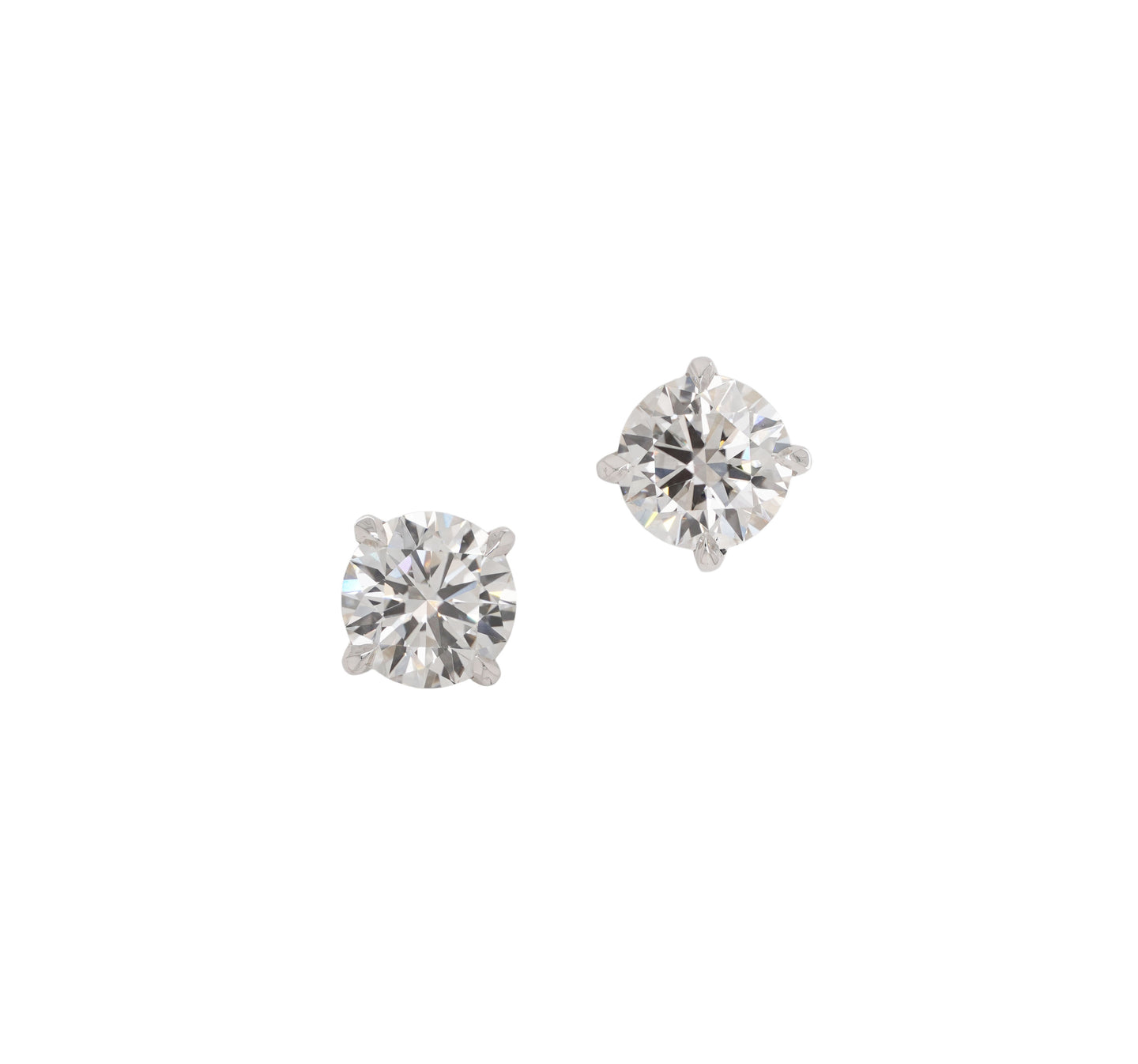 Lab Grown Round Brilliant Cut 4 Prong Set White Gold Earrings