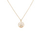 Load image into Gallery viewer, 14k yellow gold neckalce featuring a dreamcatcher with white baguette diamonds and a heart shaped cabachon moonstone by Celine Daoust. 
