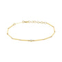 Load image into Gallery viewer, From Zoe Chicco, a 14k yellow gold square bar bracelet with a single prong set diamond at its center, adjustable length 6-7".
