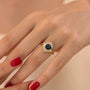 Load image into Gallery viewer, Teal Sapphire "Oasis" Engagement ring with Geometric Baguette Diamonds
