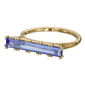 Lab Grown Sapphire Long Baguette Statement Ring