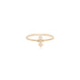 Load image into Gallery viewer, A Zoe Chicco 14K yellow gold thin band ring with a small princess, baguette, and round white diamond stacked together
