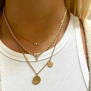 Baguette + Two Prong Diamond Necklace