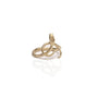 Load image into Gallery viewer, 14k yellow gold serpent ring with white diamond head and diamond eyes.
