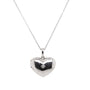 Load image into Gallery viewer, Anzie sterling silver heart locket necklace with white sapphire center stone on a silver chain.

