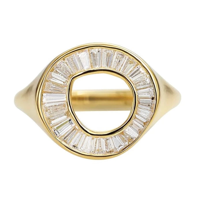 Tapered Baguette Diamond Sphere Ring