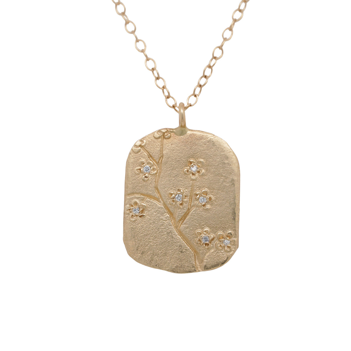 Victoria Cunningham | Gold Large Cherry Blossom + Diamond Necklace ...